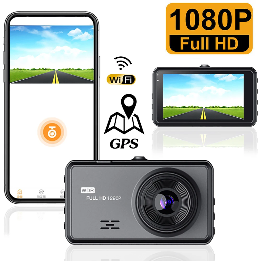 

Dash Cam 1080P Full HD Driving Video Recorder GPS WiFi Car DVR Vehicle Camera Night Vision Parking Monitor Black Box Registrar