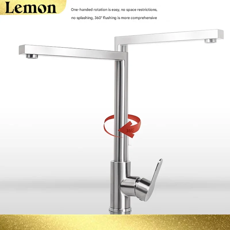 الليمون الفولاذ المقاوم للصدأ المطبخ صنبور 360 درجة تدوير مرنة بالوعة صنبور الماء الساخن البارد بالوعة المطبخ صنبور حوض خلاط