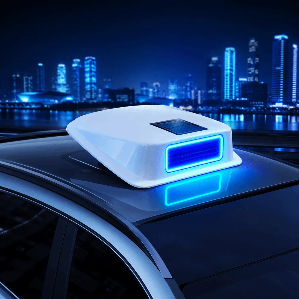 Energy-saving Solar Charging Structure Solar Powered Car Light Compact Lightweight Body Smooth Outer Casing LED Warning Light