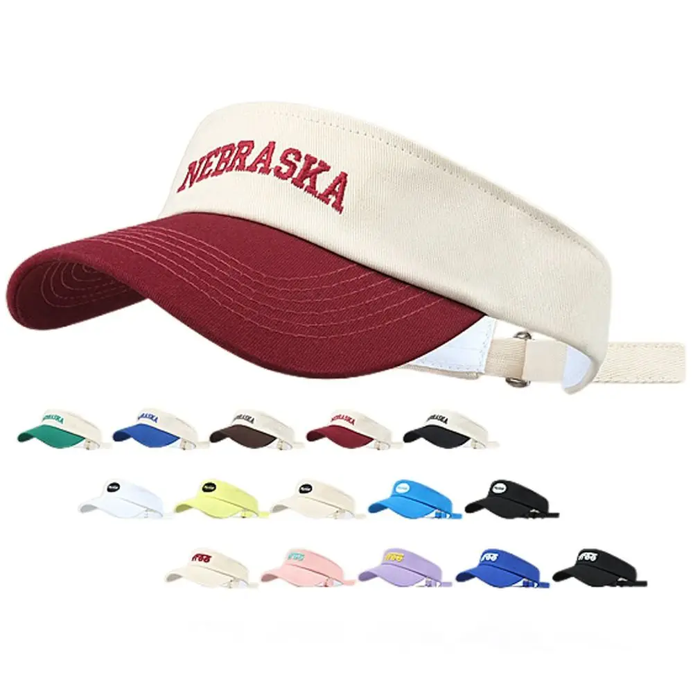 

Men Women Adjustable Empty Top Cap Assorted Colors UV Protection Baseball Cap Sunscreen Cotton Sun Hat Running