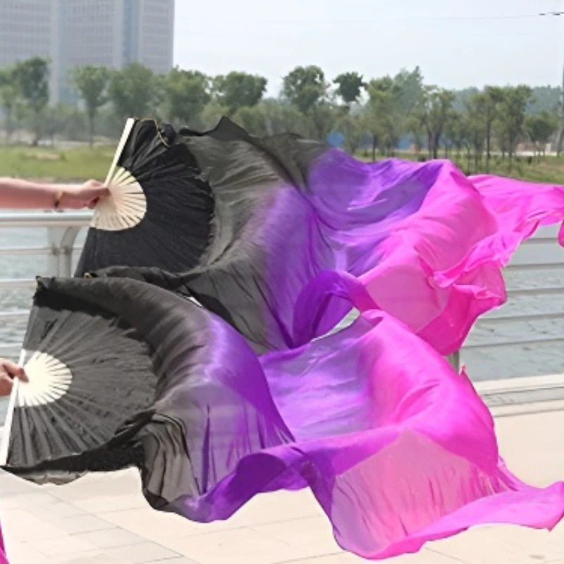 1 زوج النساء رايون الحرير الرقص الشرقي مروحة 180 سنتيمتر الحجاب الرقص الشرقي المشجعين مروحة قابلة للطي تطول المشجعين الرقص مروحة طويلة من الخيزران