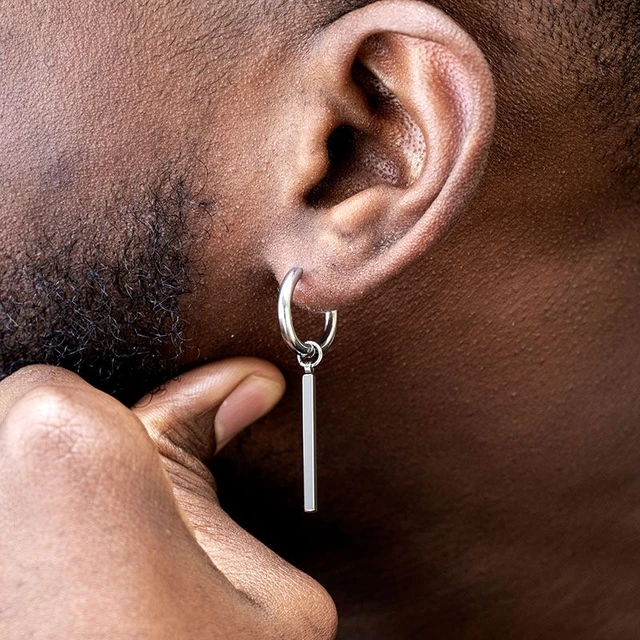 Mens bar earrings hot sale