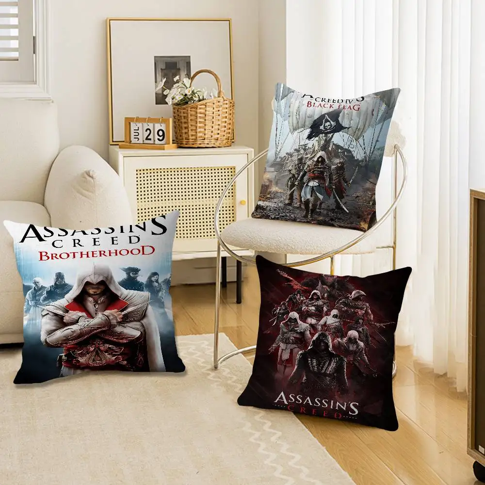 A- Assassins Creed Games Cushion Cover Car Throw Pillow Case For Sofa Car Christmas Gift 40x40cm 45x45cm