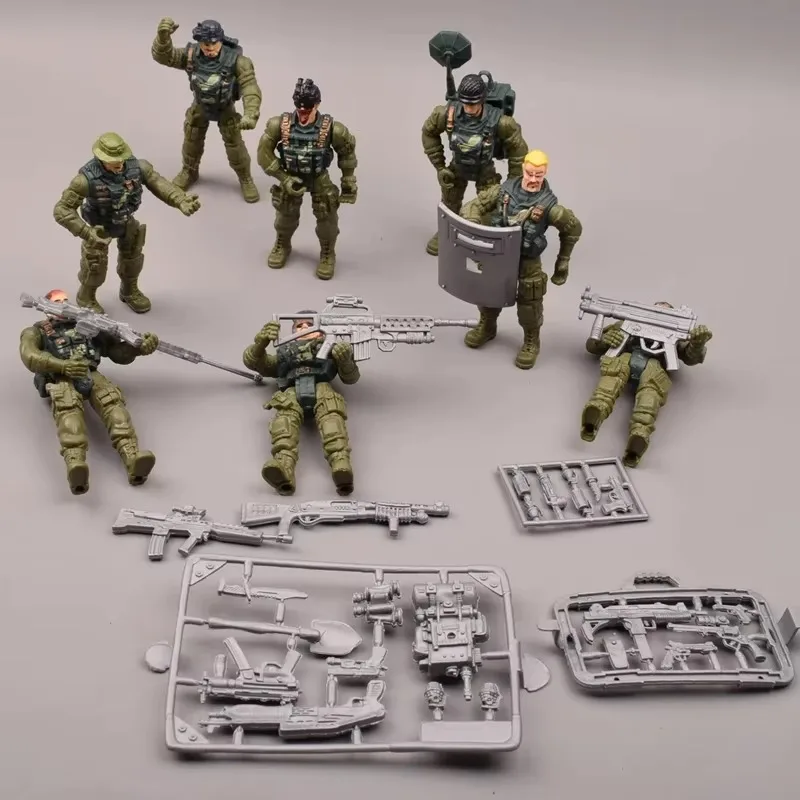 มินิพลาสติกทหารชายรุ่นข้อต่อเคลื่อนย้ายได้กองกําลังพิเศษชุดอาวุธของเล่นทหารจากสงครามโลกครั้งที่สองตกแต่ง