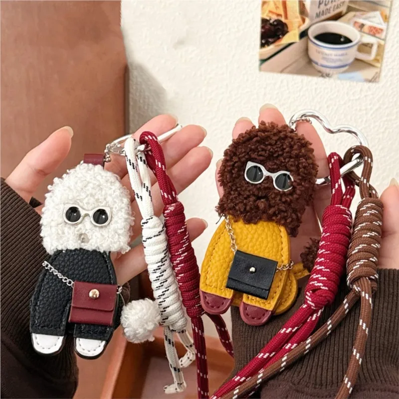 Puppy Plush Toy Keychain Pendant Cute Cool Shape Plush Dogs Doll Pendant Girls Backpack Versatile Fashion Pendant Couple Charms