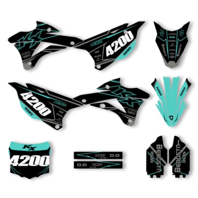 

Powerzone Motorcycle Graphics Decals for Kawasaki KX85 KX100 KX 85 100 2014-2021 Number Name Custom Stickers Kit