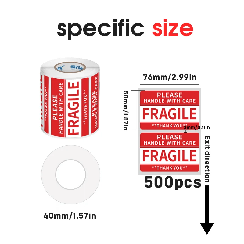 SINMARK 500/1000pcs Fragile Warning Label Stickers Please Handle with Care for Goods Shipping Express Label Fast Drop Shipping
