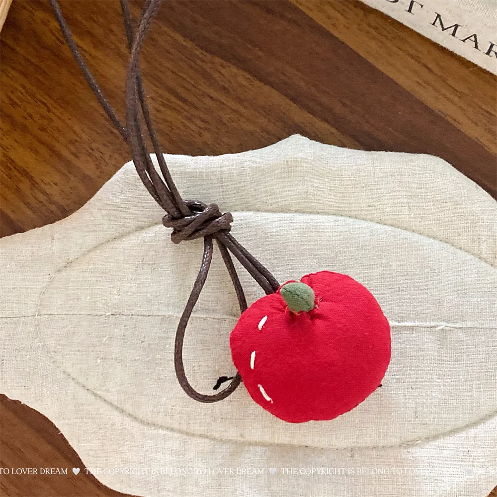 Cute Leather Rope Necklace Animal Puppy Apple Design for Kids Adjustable Sweet Pendant Soft Comfortable Premium