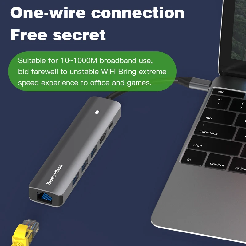 محطة لرسو السفن متعددة الصناديق من الألومنيوم ، 4K30Hz ، محول من النوع C ، USB ، 5 جيجابايت في الثانية ، 6 في 1 منافذ ، شاحن PD W للكمبيوتر المحمول ، ماك بوك