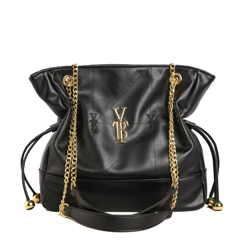 

New Women's Bags, High-texture Soft Leather Handbags, Large-capacity Chain Drawstring Diagonal Span Bags