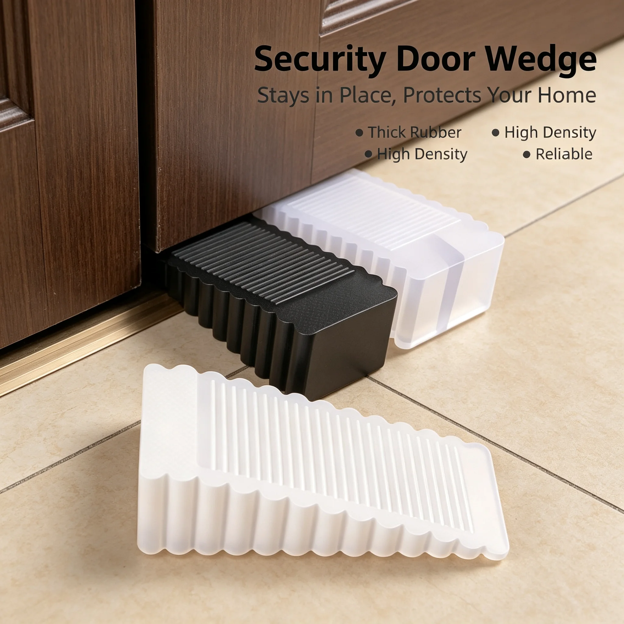 Rubber Silicone Door Rear Retainer Safety No‑Drill Door Stopper Wedge Block Impact Stop for Home & Office Application