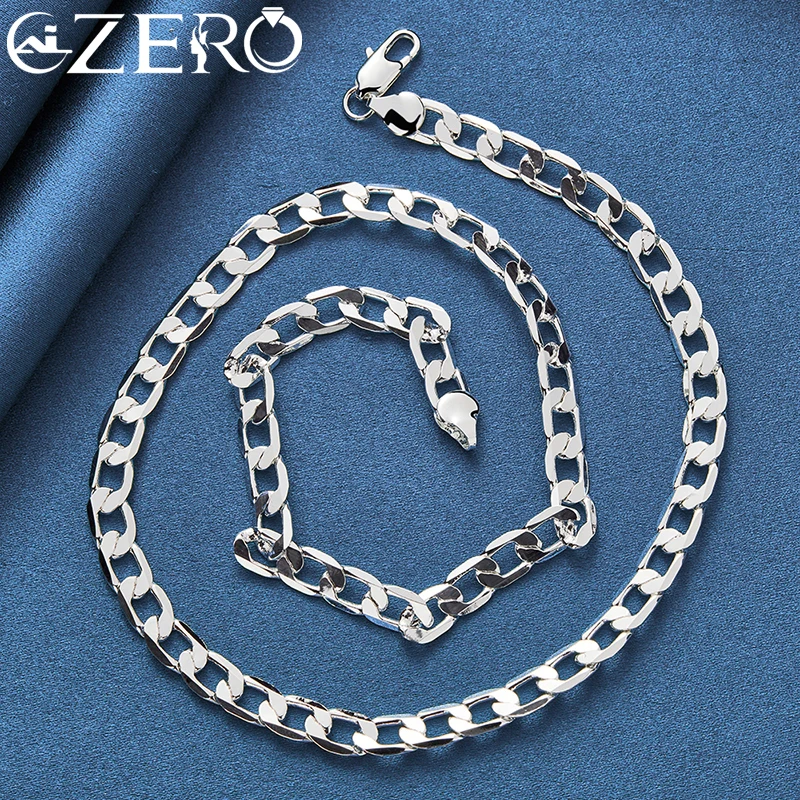 Collana in argento Sterling 925 per uomo 16/18/20/22/24 pollici 8MM catena piatta donna matrimonio fidanzamento festa gioielli di fascino di moda
