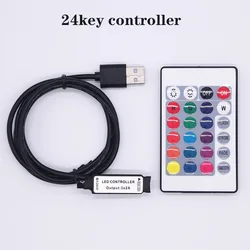 USB 5V mini 24key 4Pin RGB LED Strip Light RF Controller Control Cable Remote Dimmer for 5050 3528 2835 led Strip