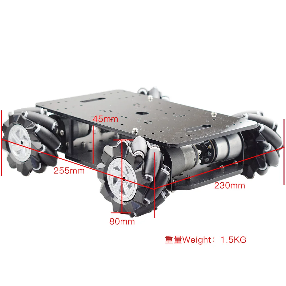 15KG Carico 4WD 80mm Mecanum Ruota Robot Auto Kit Doppio Telaio con Motore Encoder DC 12V per Arduino Progetto FAI DA TE STEM Giocattolo