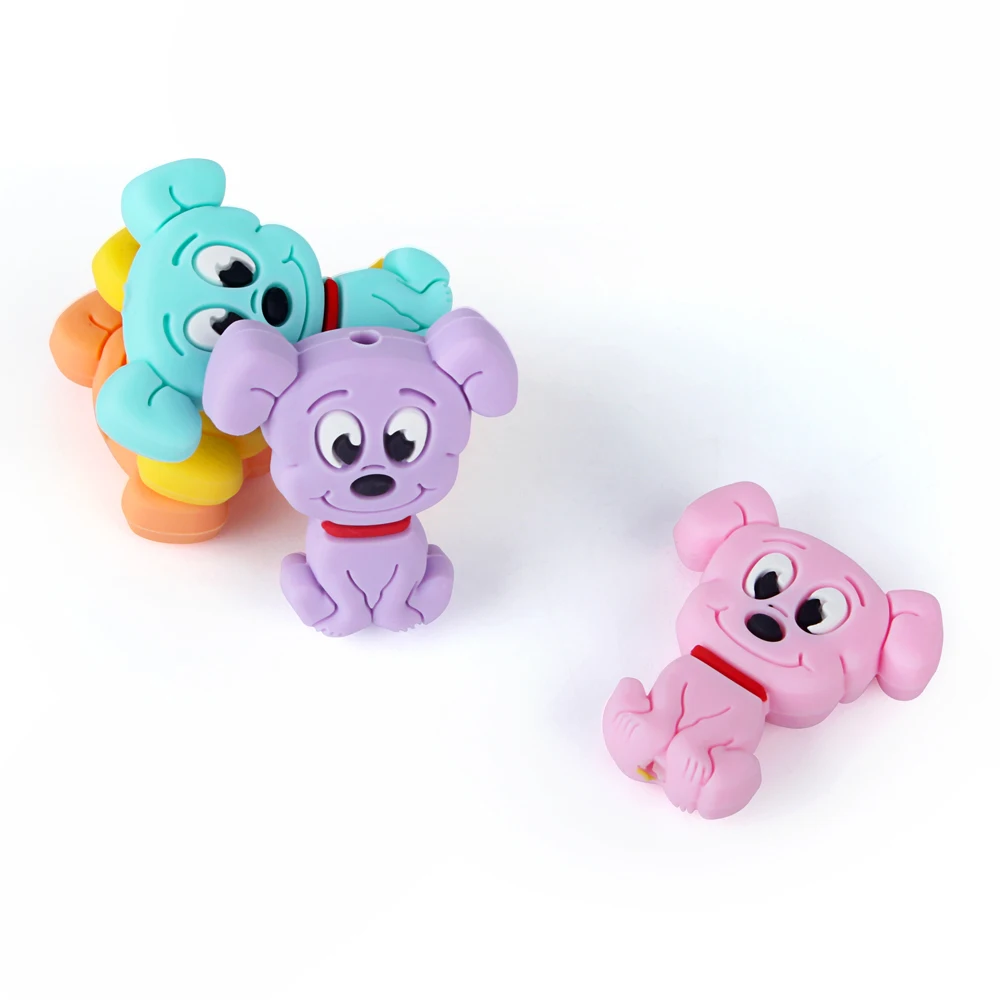 5/20/50pcs Cartoon Animals Pupp Silicone Beads DIY Beads to Make Bracelets For Jewelry Making Hapiship Lovely Mini Toys BPA Free