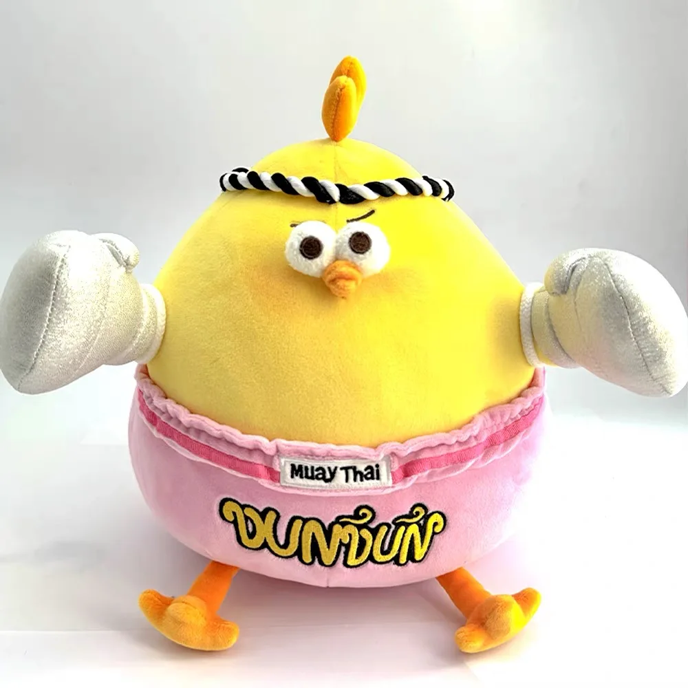 

Thai Boxing Chicken Plush Pillow, Cute Mother & Baby Stress Relief Toy, Funny Punching Bag For Desk Decor