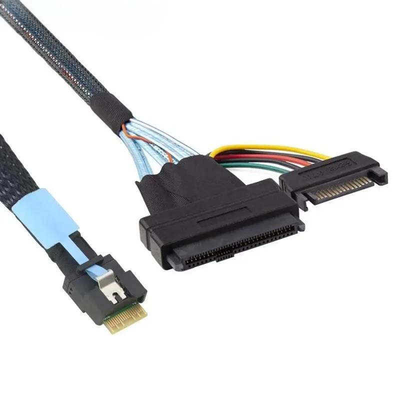 PCIe Slimline SAS SFF-8654 4i 38pin PCIe 4.0 To SAS 8639 Female U.2 Fully Shielded High-Speed Server Cable with Anti-Misalignmen