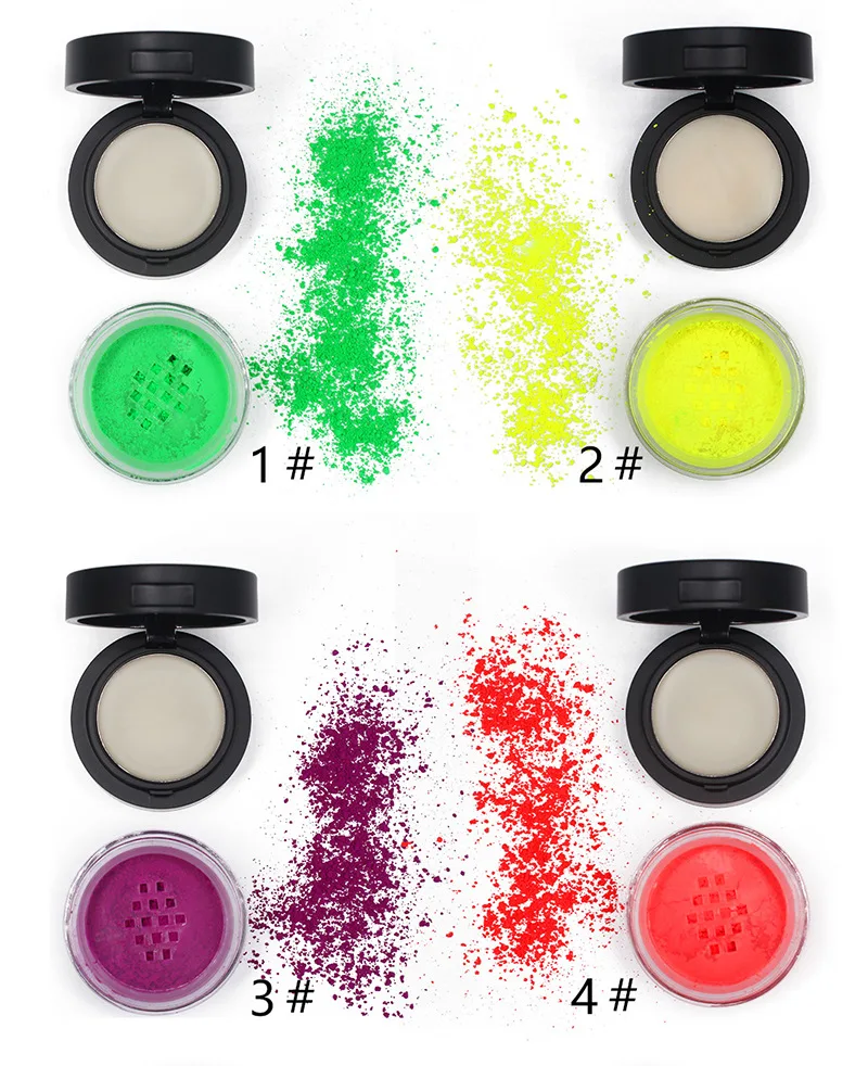 Neon Pigment อายแชโดว์ฉลากส่วนตัว Powder Bright Glow สีสายรุ้งอายแชโดว์เรืองแสง Matte Mica Dye Colorant แต่งหน้า