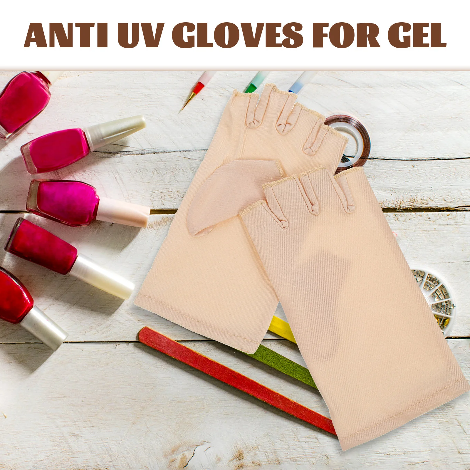 

1 Pair Fingerless Uv Protection Gloves For Gel Nail Lamp Manicure Uv Nail Gloves Wear-Resistant Washable Outdoor Travel Fishing