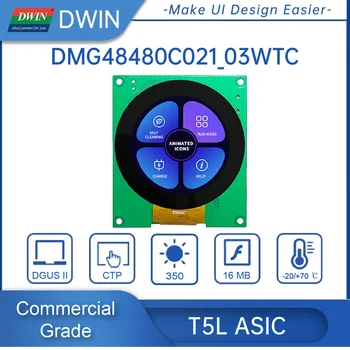 DWIN 2.1&quot; Round LCD IPS Display Modules 480*480 Pixels TTL/RS232 Interface Capacitive Touch Screen Panel for Arduino Project