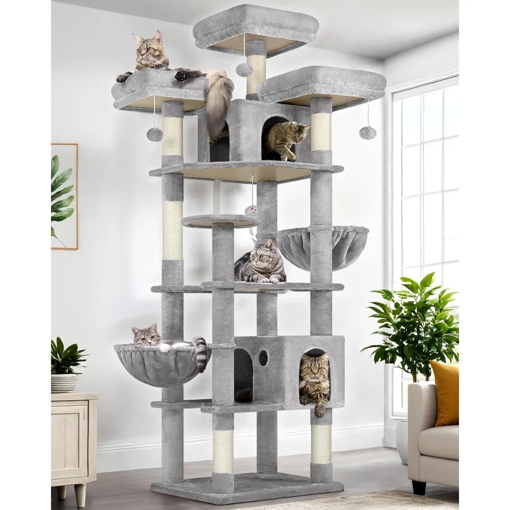 

Cat Trees and Towers for Multiple Adult Cats, with Scratching Post, 3 Perches, 82-inch XXL Tall Cat Tree Tower for Indoor Cats