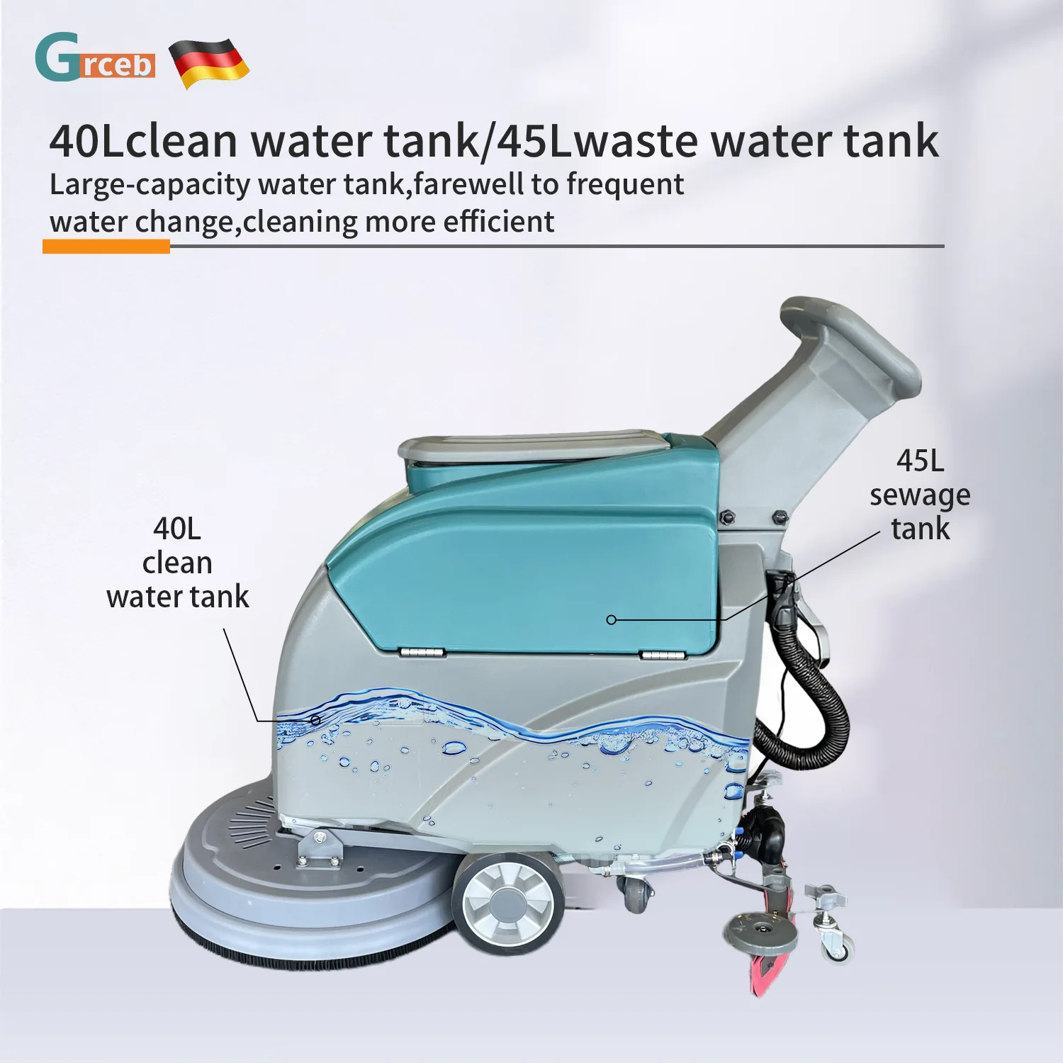 20in Brush Pad Self-Propelled Battery-Powered Walk-Behind Floor Scrubber for Hotels & Shops Electric Manual Cleaning