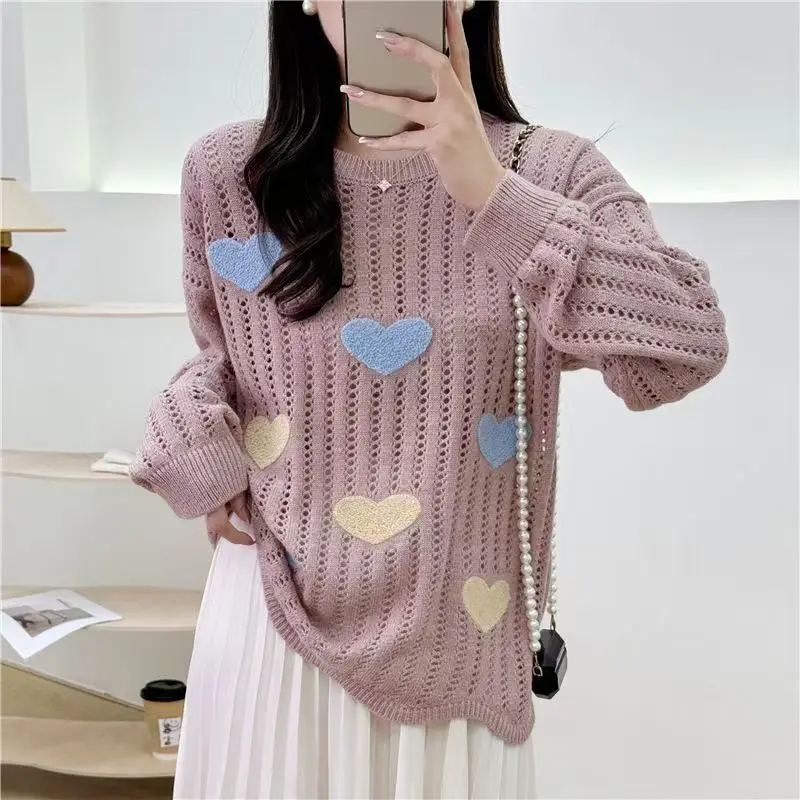 

Knitted Hollow Sweater New Age-reducing Loose Foreign Style Loving Gentle Top Sweater