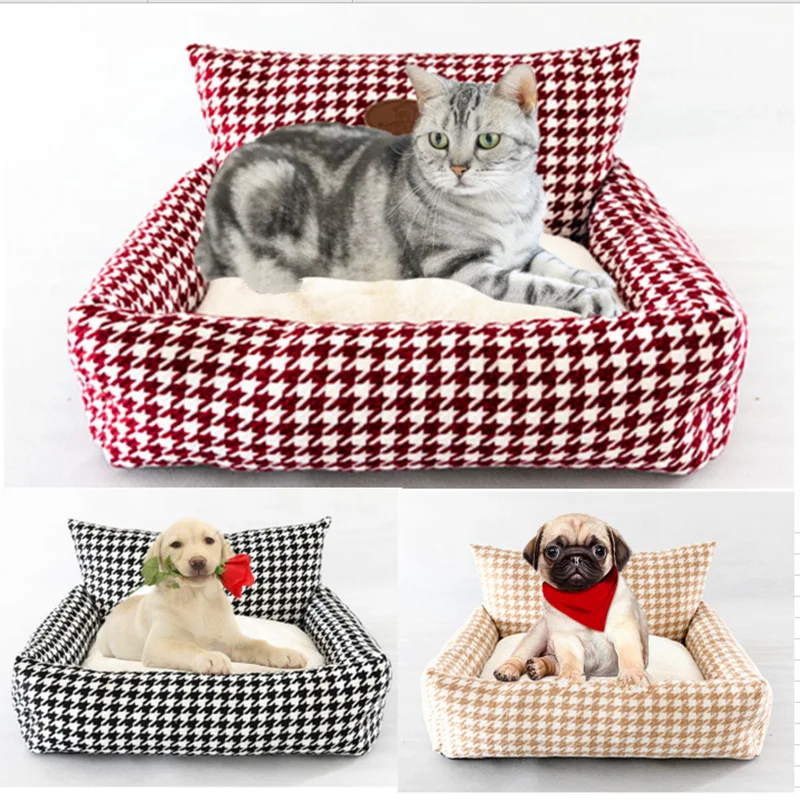 Fashion Dog Seeping Bed For Puppies Kitten Small Animal With Cushion Sofa Protector 4 Season Washable Home House Dachshund Goods