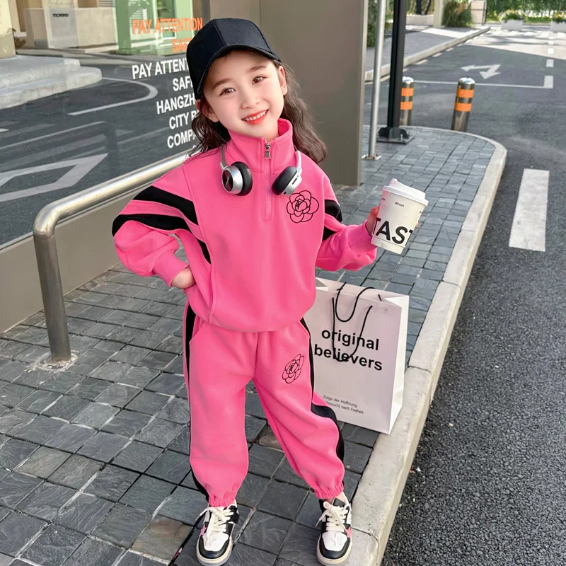 Spring Autumn Children Clothing Sets Girls Coats Pants 2 Pcs Suit Baby Floral Clothes Outfits Kids Tracksuits Casual Sportswear