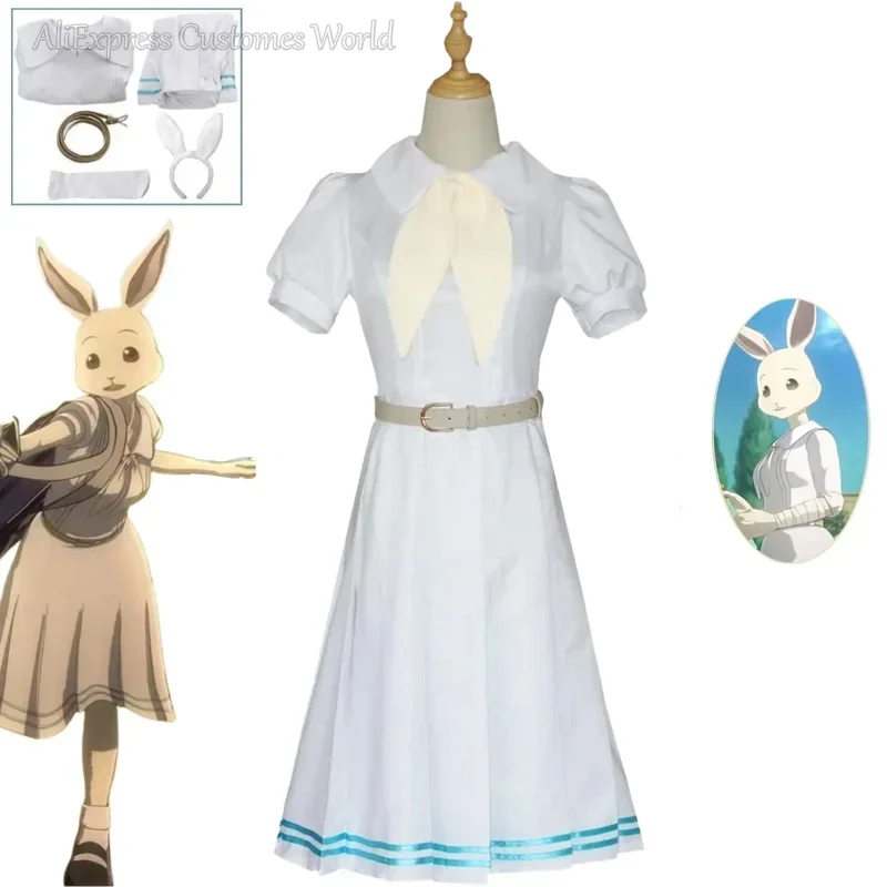 Anime Beastars White Rabbit Haru JK Uniform Dress White Dress Haru Cosplay Costume for Woman Girls Hallowmas Party Costume