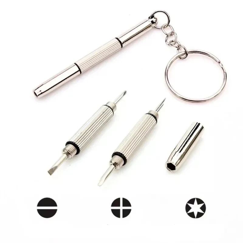 1-8pcs Steel Glasses Screwdriver Eyeglass Screwdriver Watch Repair Kit with Keychain Portable Hand Tools Precision Tools