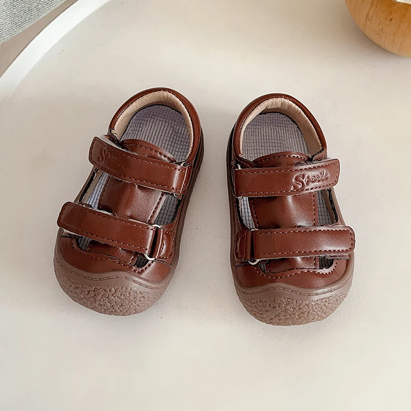 Toddler Toes Capped Sandals Soft Sole Non-Slip Children Casual Hollow Out Shoes Boys Girls Sport Sandals Hook Loop Size 17-26