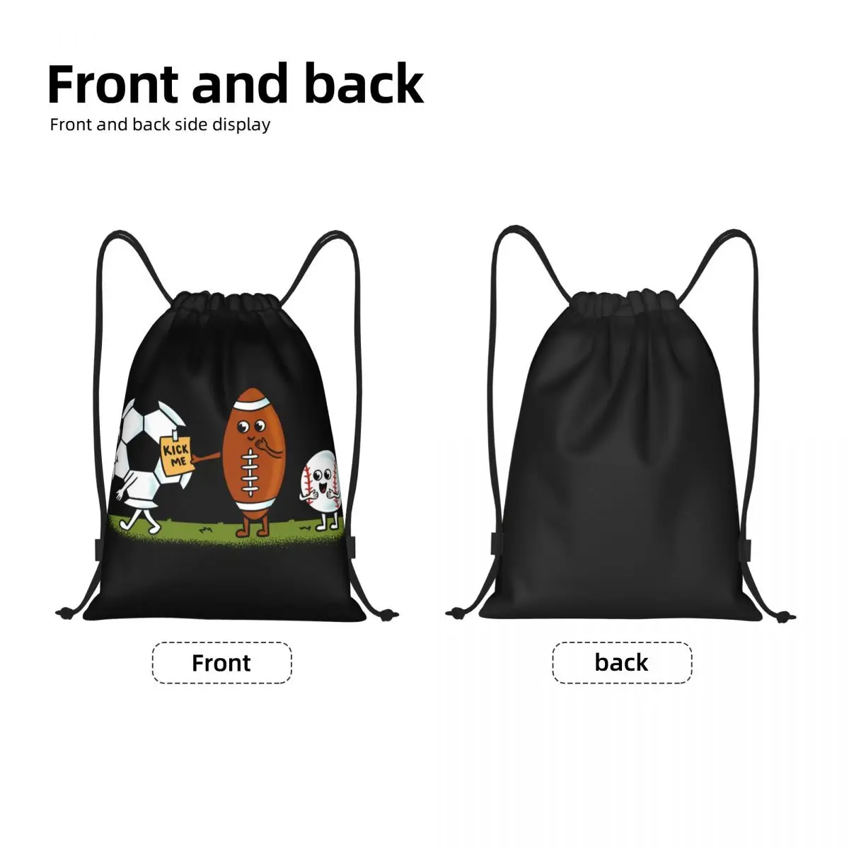 Custom Soccer Kick Me Drawstring Bag, Mochilas Yoga para Sports Gym, Compras, Mulheres e Homens