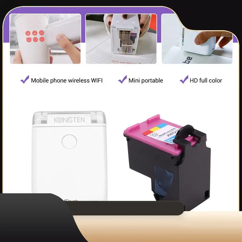 

KONGTEN Mini Thermal Handheld Portable Printer Inkjet Food Printer Color Inkjet Logo Printer For Home-T44C