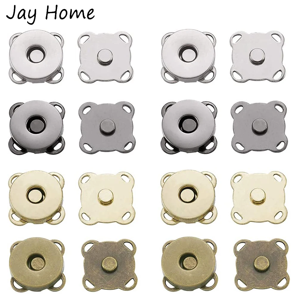 10/8 Sets Magnetic Snap Button Metal Plum Blossom Sew on Button Clasps Fasteners for Purses Handbag Clothes DIY Accessories