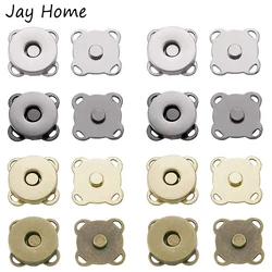 10/8 Sets Magnetic Snap Button Metal Plum Blossom Sew on Button Clasps Fasteners for Purses Handbag Clothes DIY Accessories