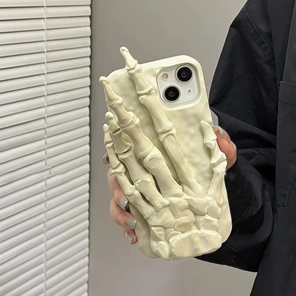 3D Skeleton Palm Phone Case For Iphone 16 Pro Max 15 13 12 11Pro Cases Creative Halloween Shockproof Cover Fundas Back Capa Gift