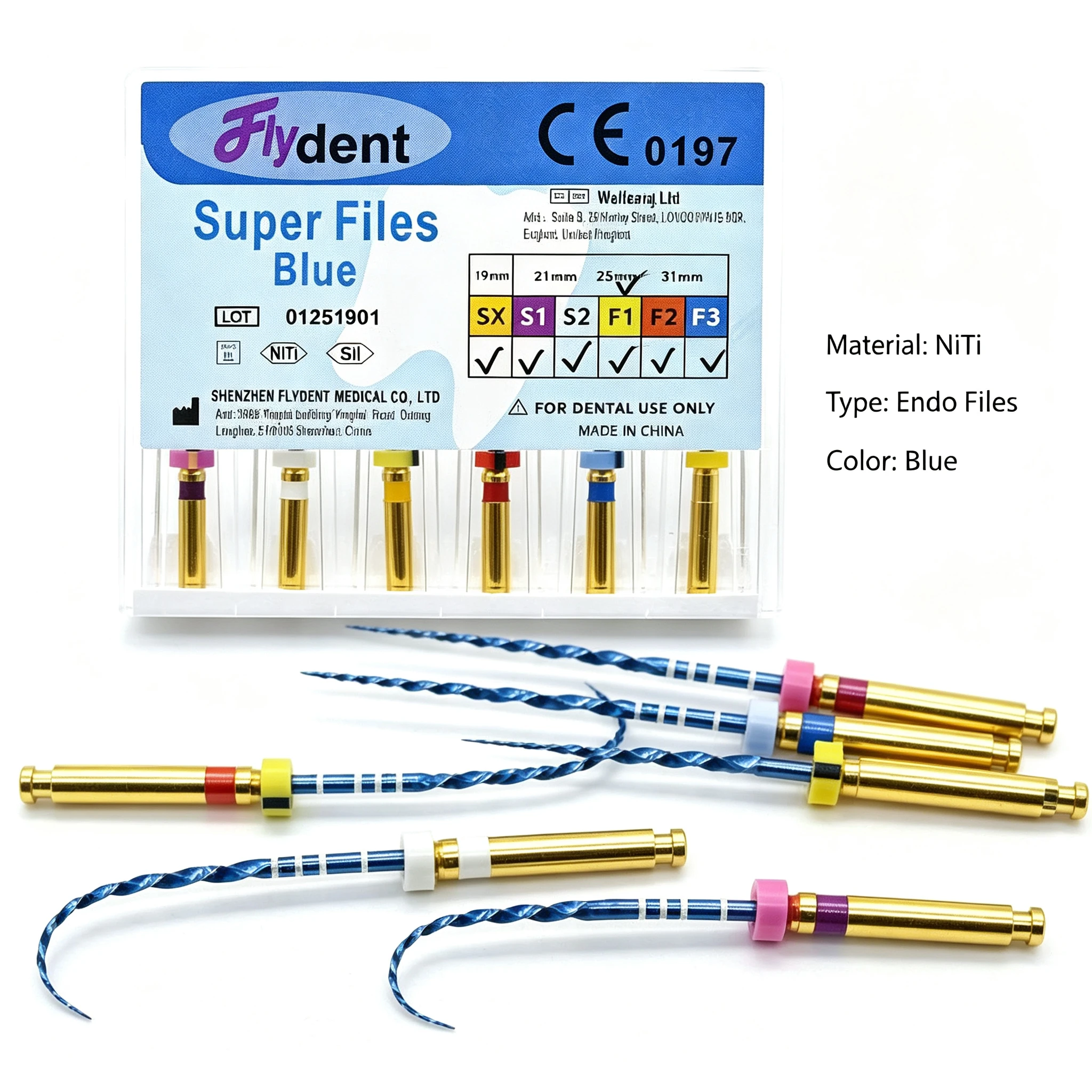 Dental SX-F3 Super Blue Files Heat Activated Niti Root Canal File Dentist Tools Endodontic Dental Rotary Files