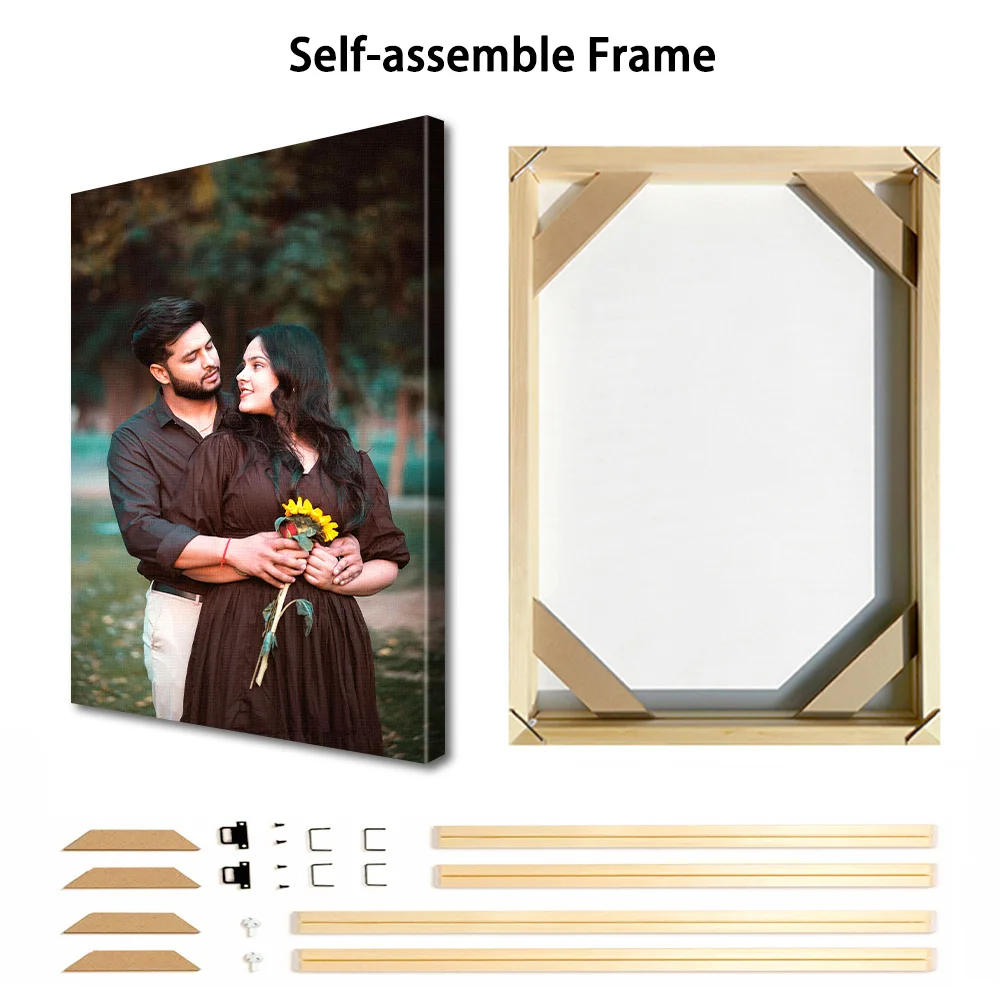 1 Pc Customized Photos on Canvas with DIY Wood Frame or frameless poster,Personalized Custom Photos for Your Lover,family,friend
