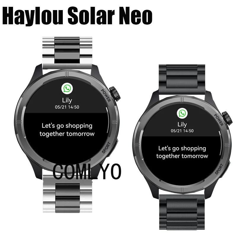 Haylou สายรัดสมาร์ทวอท์ชสแตนเลสสตีลพลังงานแสงอาทิตย์ปรับได้สายรัดข้อมือสุดหรูสำหรับผู้หญิงผู้ชาย