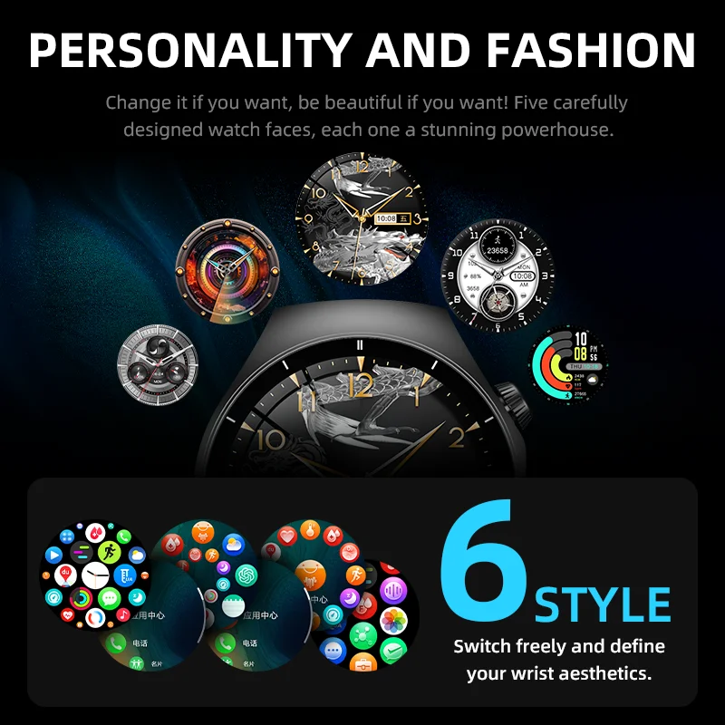 ساعة ذكية Howear HW8 Pro للرجال مع مصباح يدوي للتدليك الصوتي، رد NFC Sport Bluetooth Call Music، تحكم في الفيديو القصير 300 مللي أمبير في الساعة