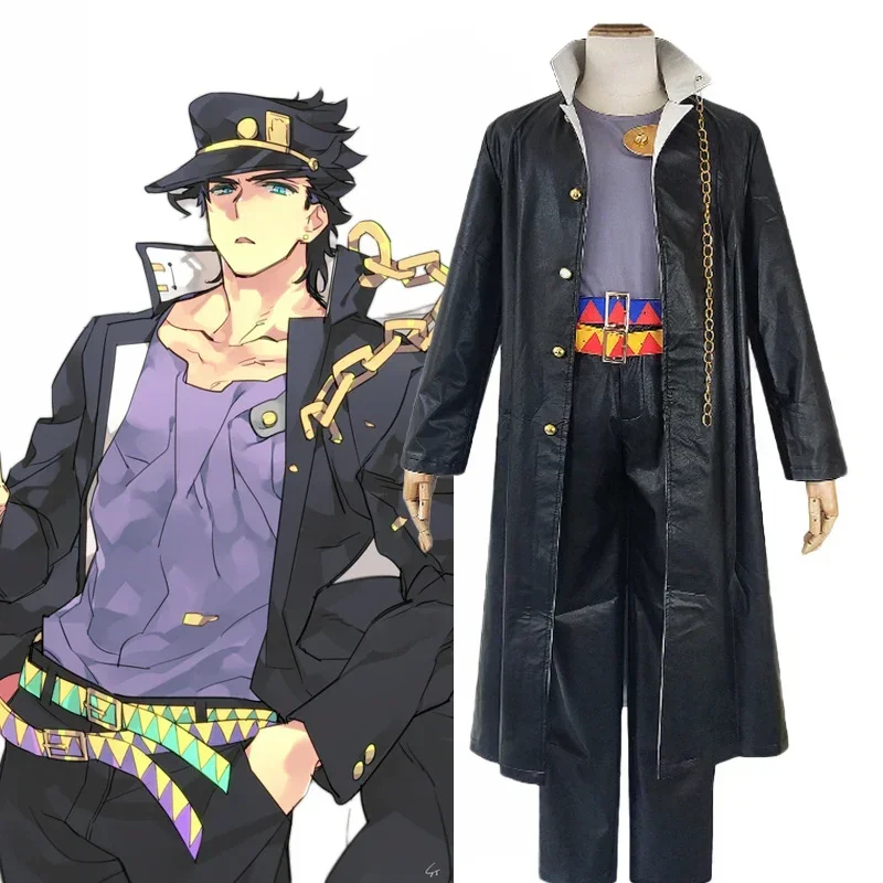 

Anime Cosplay Costume Black Windbreaker Pants Hat Set Halloween Party