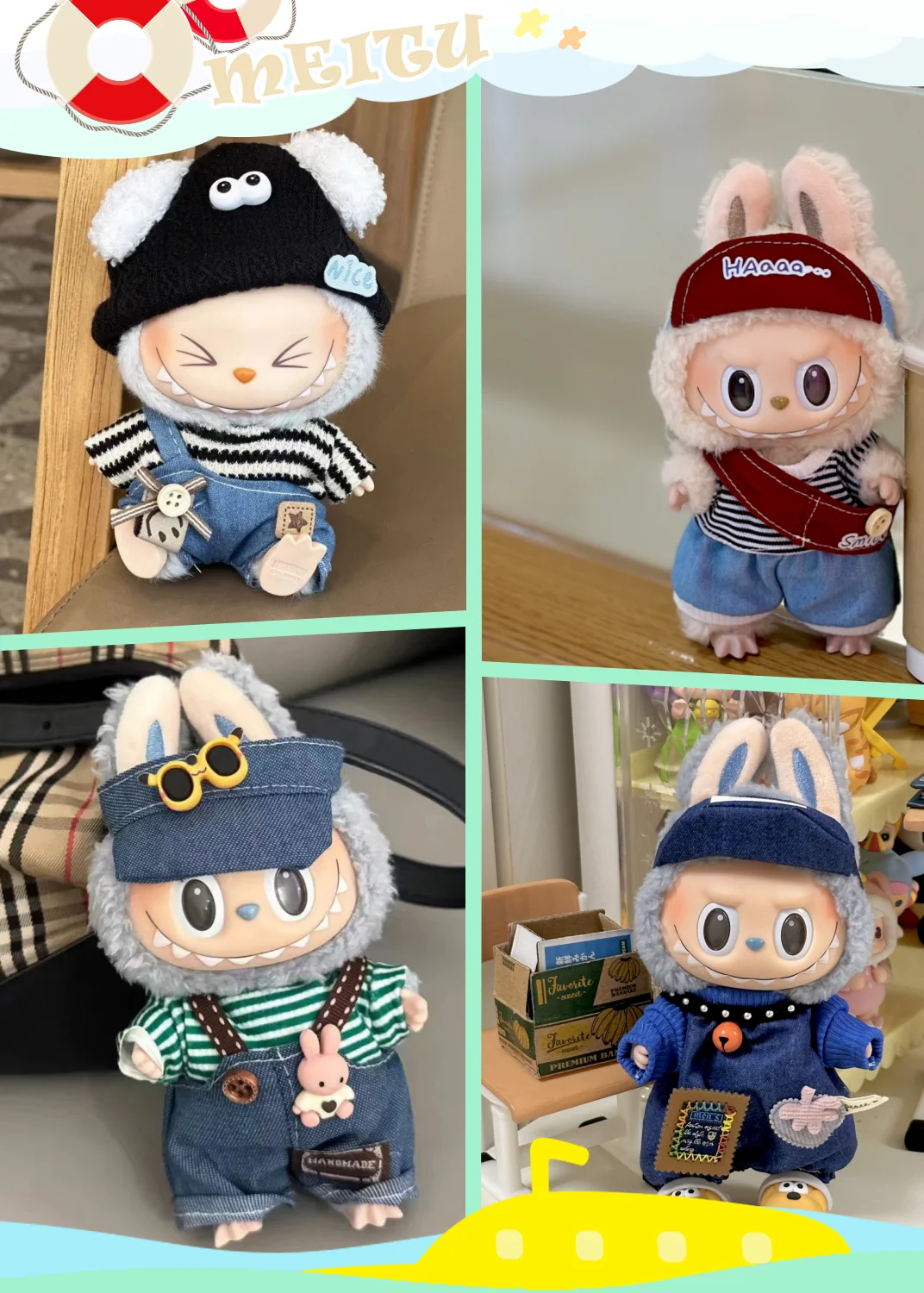 

Cute Mini Plush Doll Clothing Kpop Labubu V1 V2 Idol Doll Clothing Accessories