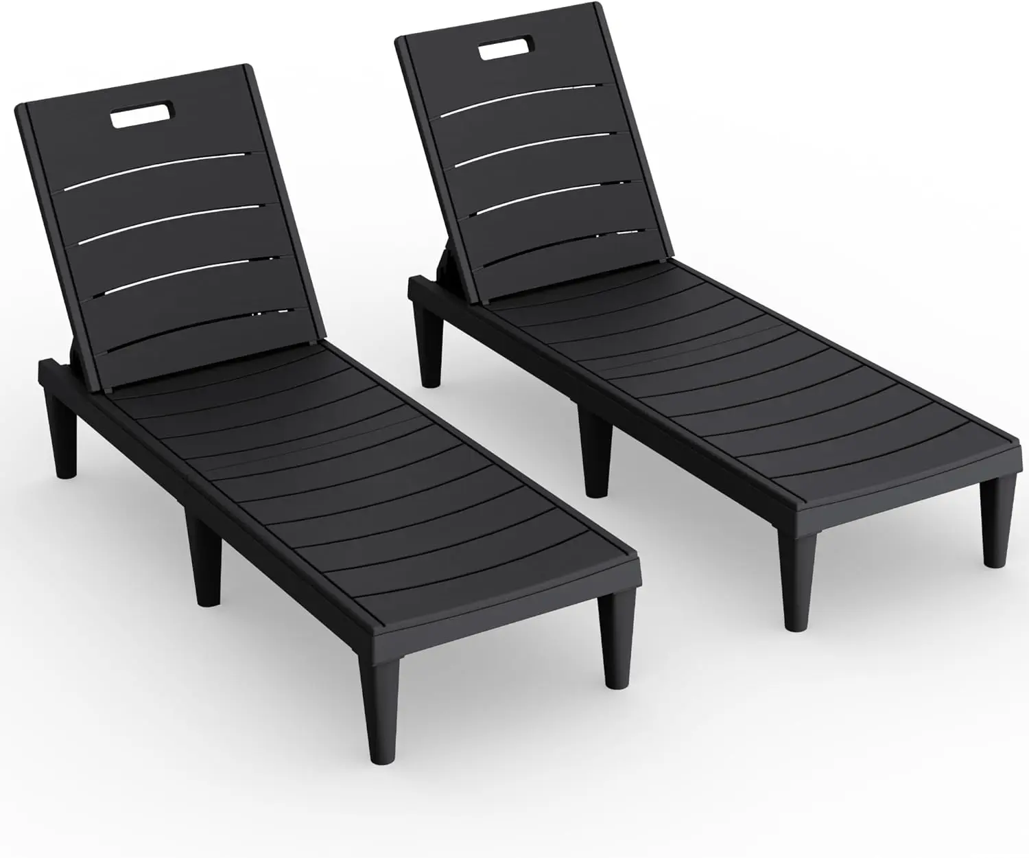 

Outdoor Chaise Lounge Chair Set of 2 with 5-Position Adjustable Back, Waterproof & Lightweight for Pool Patio