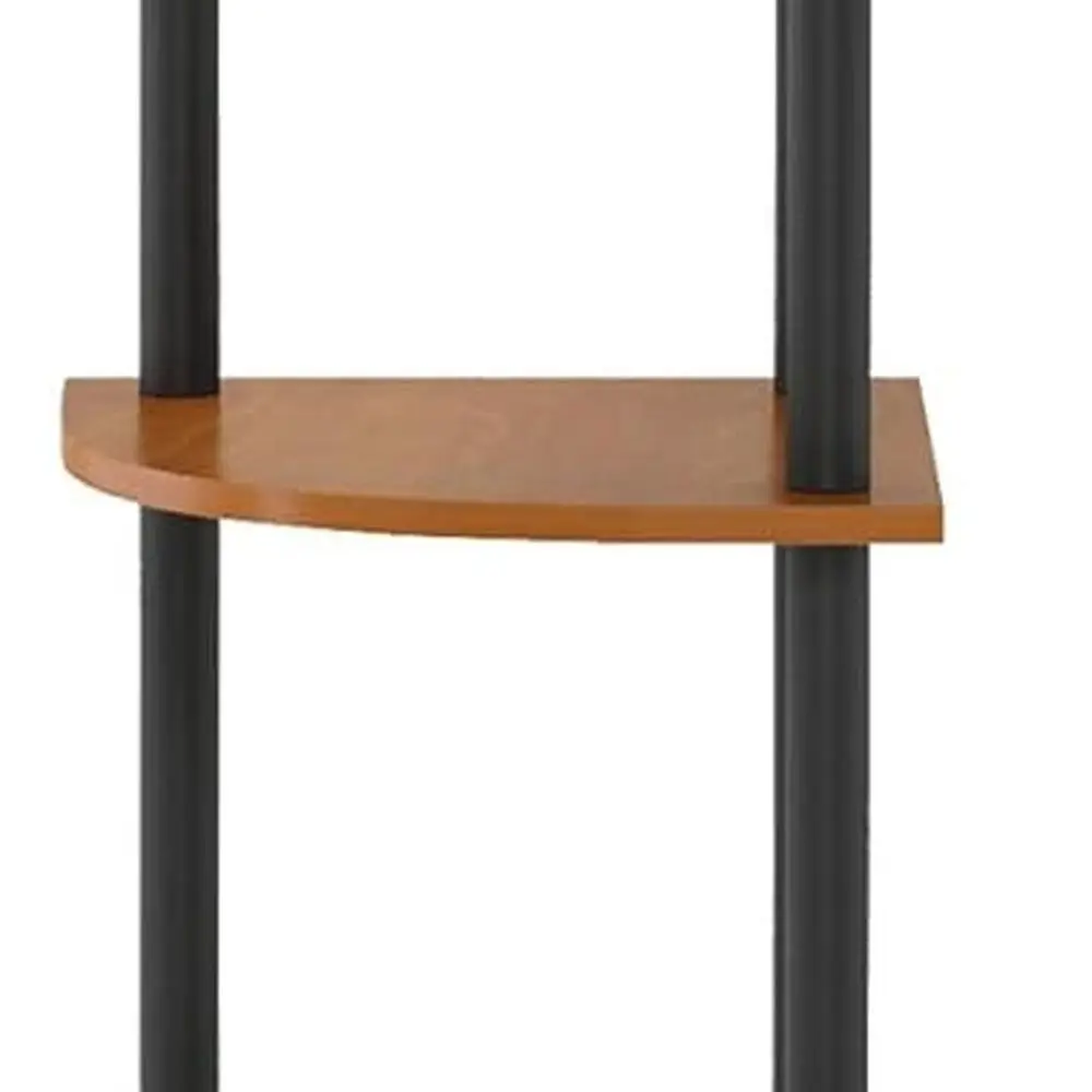 5-Tier Light Cherry Corner Shelf, Open Bookcase for Home, Office, and Storage Solutions