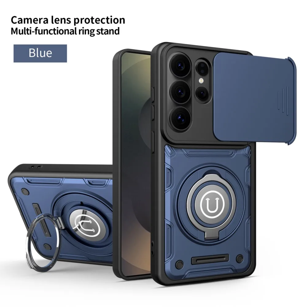 Case For Samsung Galaxy S26 S25 Ultra Plus + S25FE S24FE Slide Camera Protect Magnetic holder Armor Cover