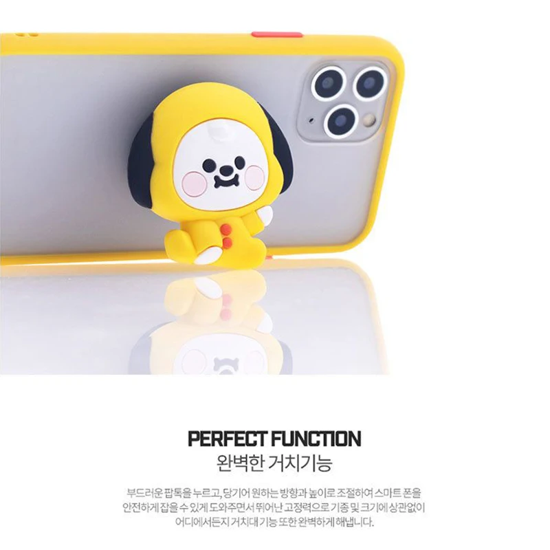 7Pcs New Kawaii Bt21 Small Animal Doll Mobile Phone Holder Creative Portable Air Bag Telescopic Holder Cartoon Accessories Gift