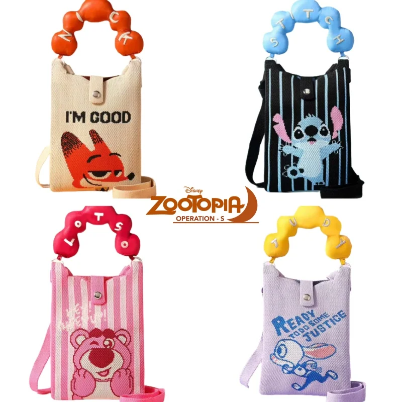 

New Zootopia Knitted Tote Bag Cartoon Stitch Judy Hopps Crossbody Bag Large Capacity Outdoor Storage Holiday Gift Commuting