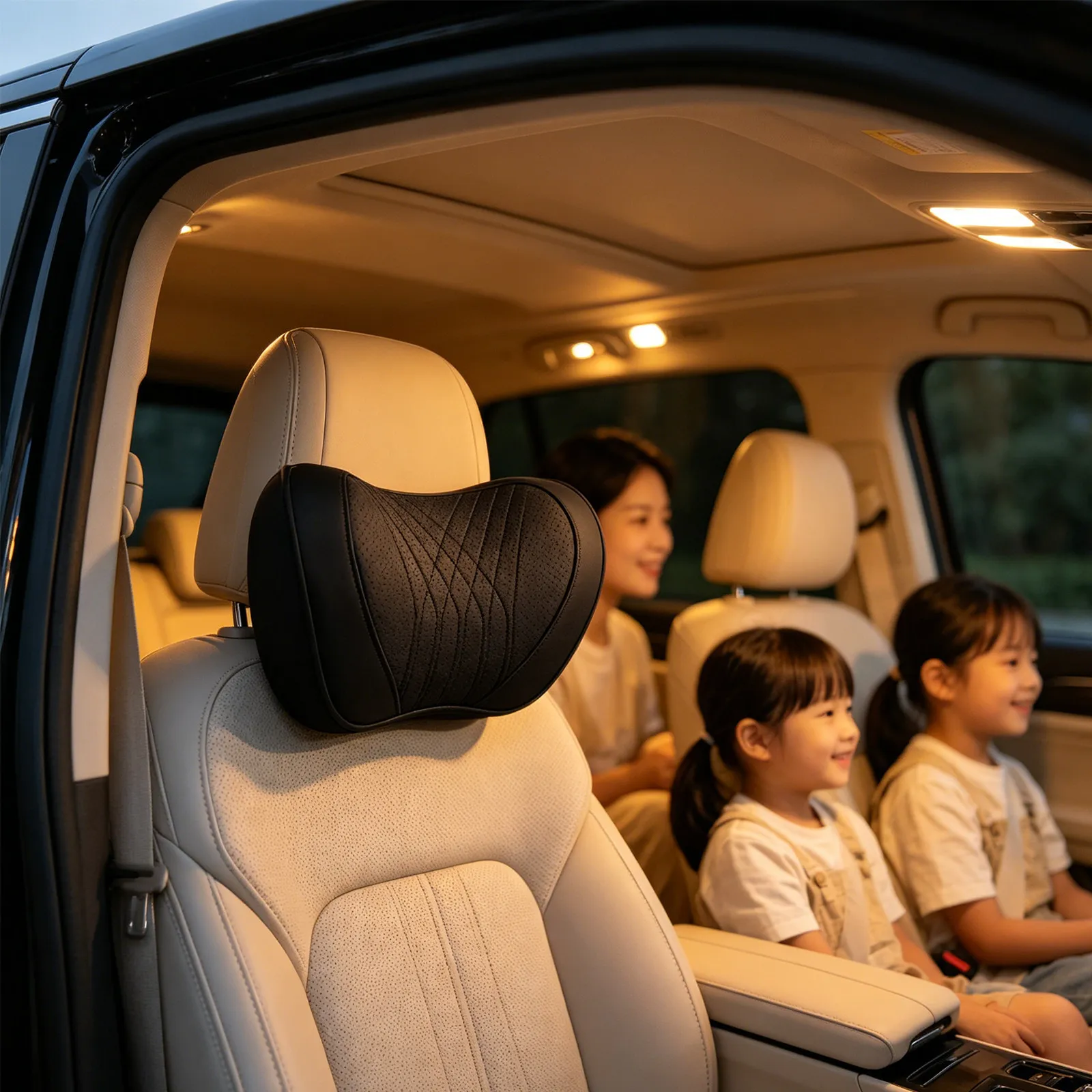 Car Headrest Pillow Memory Foam Ergonomic Neck Support Cushion for Car Travel Driving Headrest Pillow Black Removable Cover