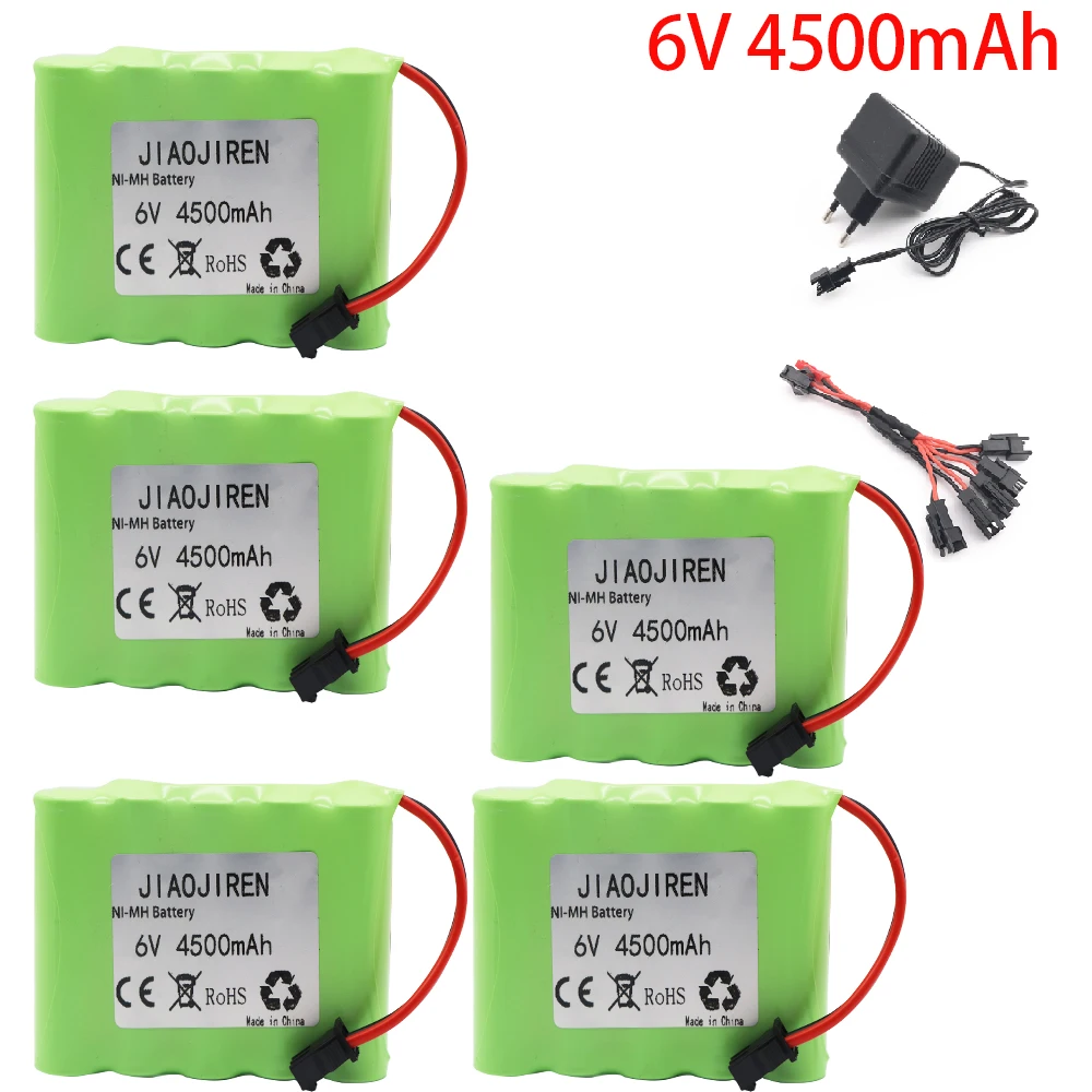 6v 4500mAh Battery and Charger For RC Cars Robots Tanks Gun Boats 6v NiMH Battery Aa 3500mah 6v Rechargeable Battery Pack